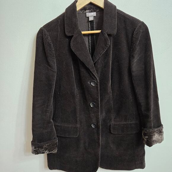 J. Jill Women's Brown Corduroy Blazer Jacket Size Petite S Velvet Cuff Grandpa - Picture 1 of 11